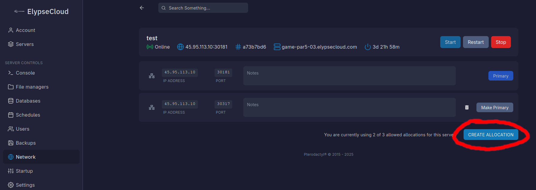 Bouton Create Allocation