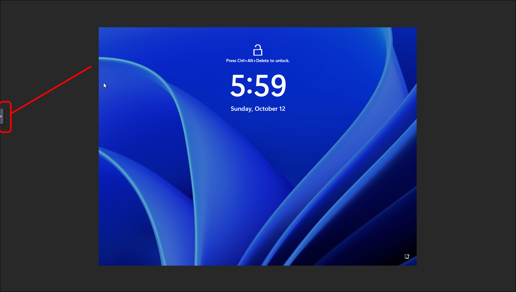 Bouton Send Ctrl+Alt+Delete