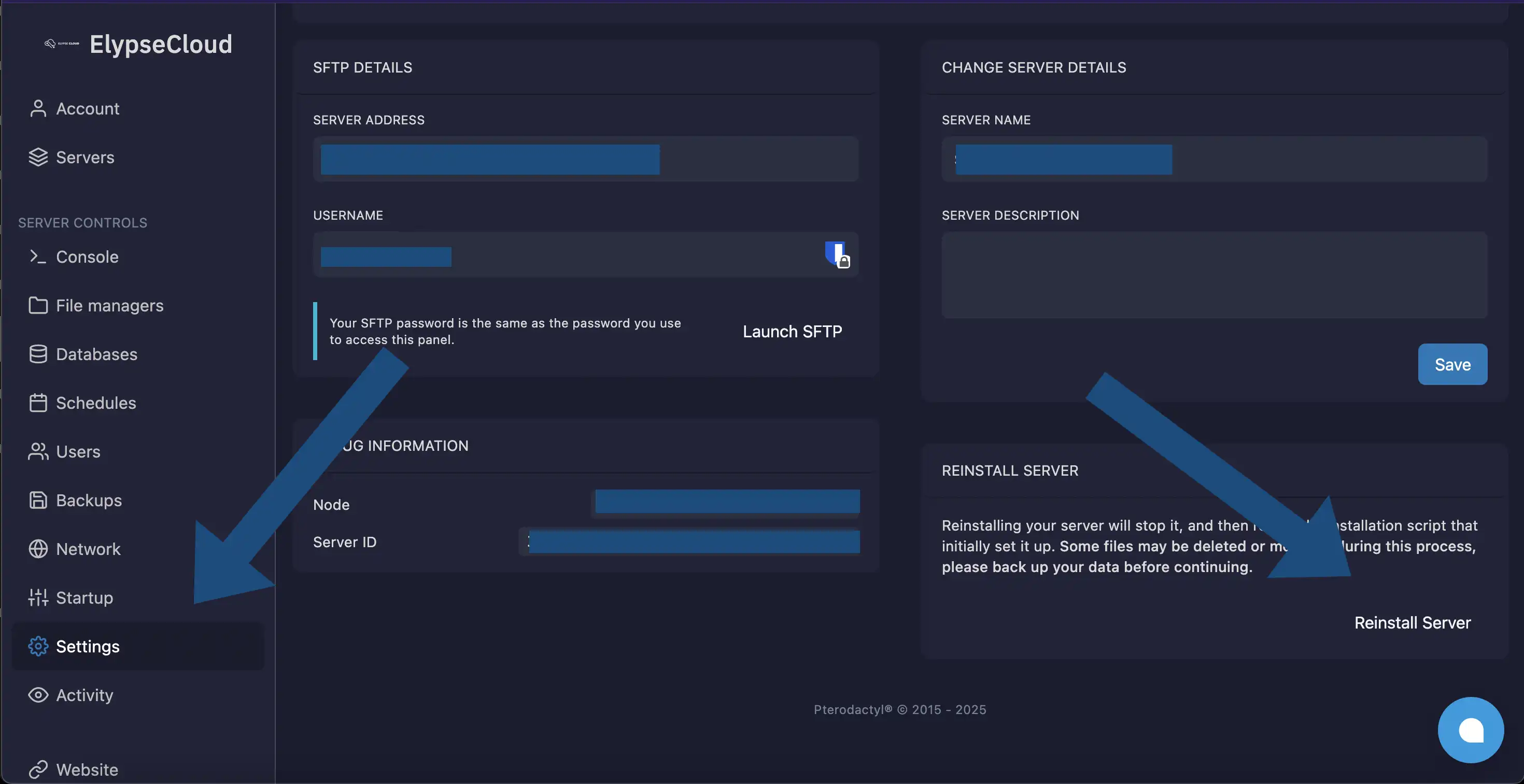 Reinstall Server Button